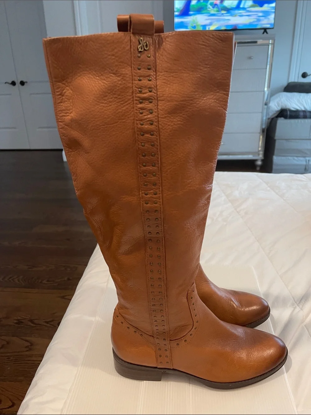 Sam Edelman Tall Leather Over-the-Knee Boots in Cognac